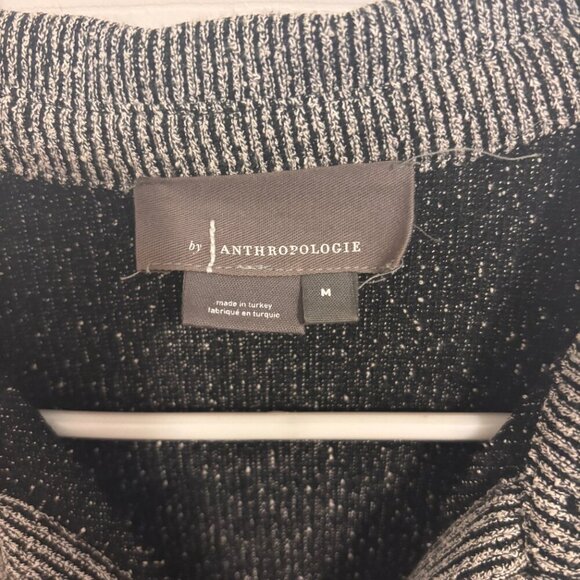 Anthropologie Womens Medium Gray Ribbed Knit Ruched Button Front Midi Dress - Picture 5 of 13